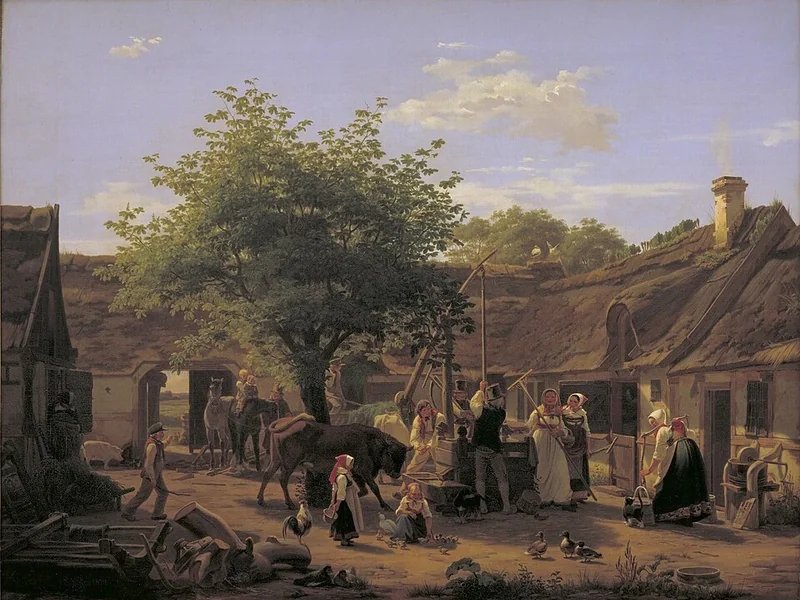 1818-Peter Julius Larsen - Immagine di vita in una fattoria neozelandese a mezzogiorno